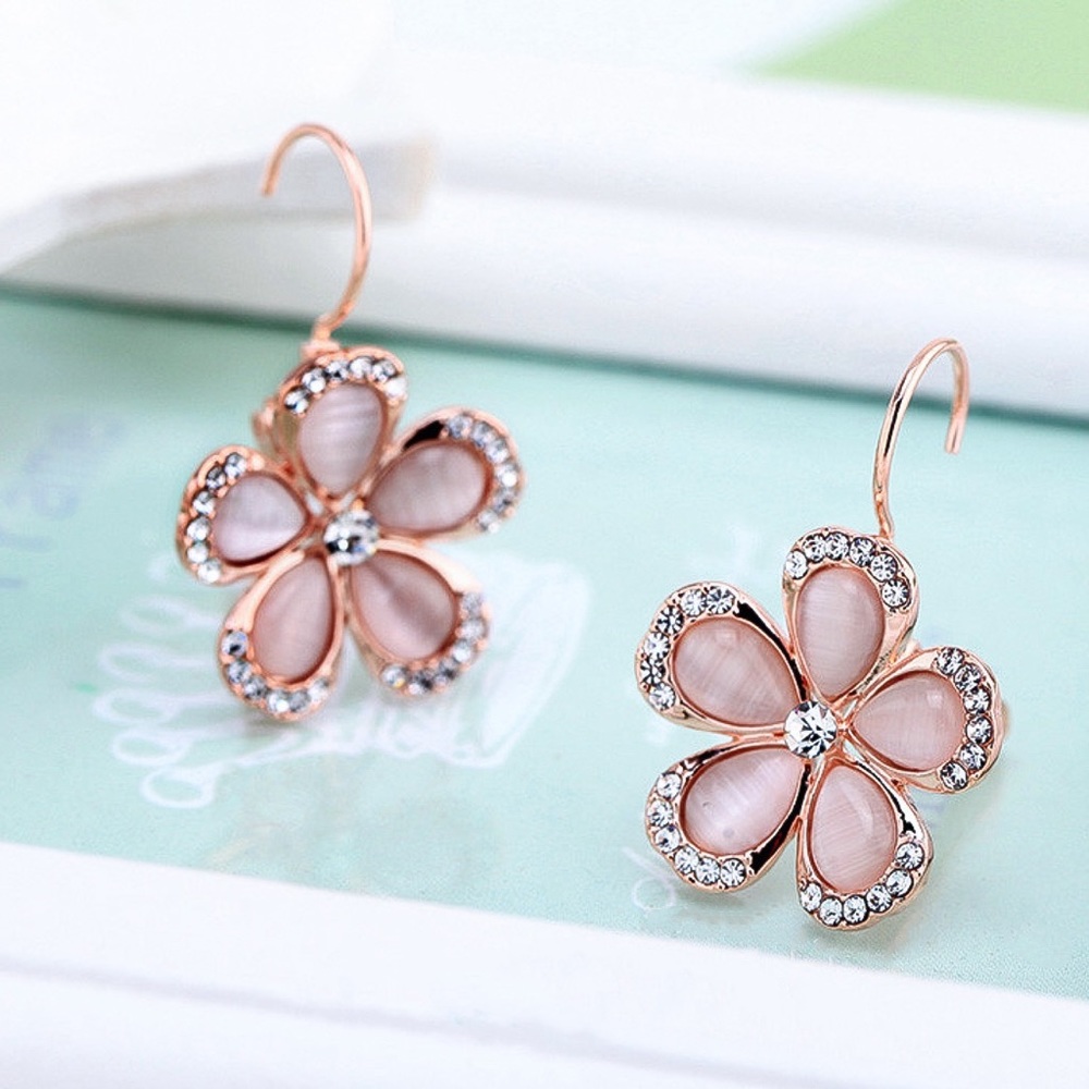 Pearlescent Pink/Rose Gold Earrings - Picture 3 of 8